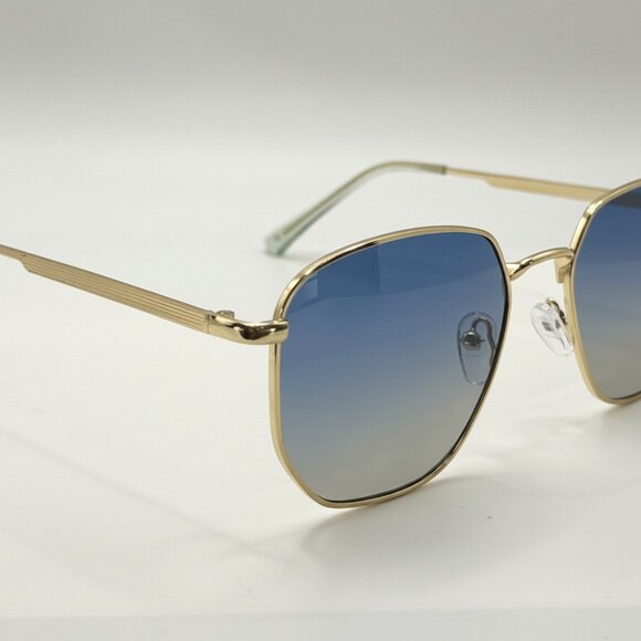 NEW VISIONARY Aviator Iconic Glam Trendy Designer Style Sunglasses BLUE Gold - Picture 3 of 5